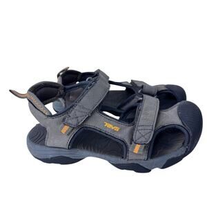 Teva Toachi Hiking Sandals Child 11C Gray Hook‎ & Loop Rubber Sole Closed Toe